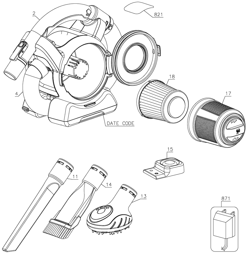 Diagram Diagram and Parts List for BDH2020FLFQV Type 2 Black and Decker Upright Vacuum